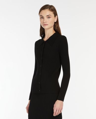  WEEKEND MAX MARA - Áo dệt kim cổ bẻ tay dài phối nút Papiro 