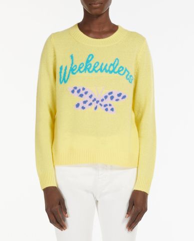  WEEKEND MAX MARA - Áo dệt kim nữ cổ tròn tay dài Cashmere 