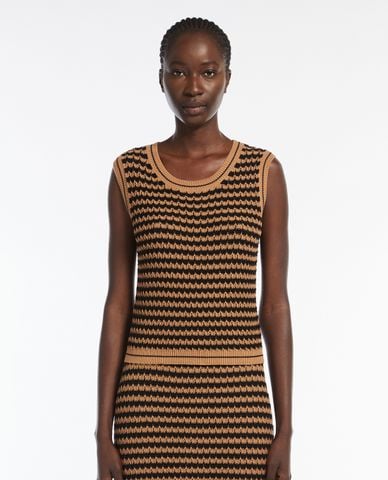  WEEKEND MAX MARA - Áo ba lỗ nữ cổ tròn họa tiết Disegno 