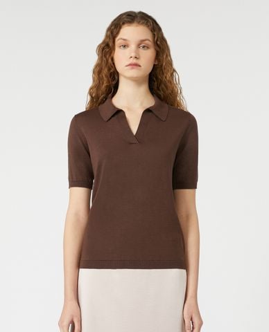  WEEKEND MAX MARA - Áo polo nữ cổ V tay ngắn Roncolo 