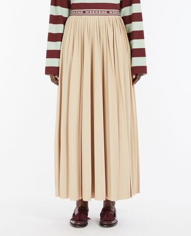  WEEKEND MAX MARA - Chân váy xếp li midi phối logo Bleu 