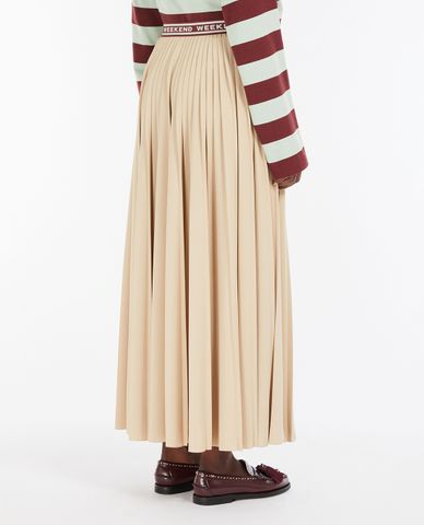  WEEKEND MAX MARA - Chân váy xếp li midi phối logo Bleu 