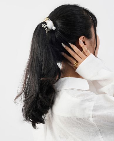  CECI - Kẹp tóc nữ càng cua bản nhỏ đính ngọc trai sang trọng 