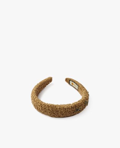  CECI - Băng đô nữ vải lông phối mặt kim loại thời trang 