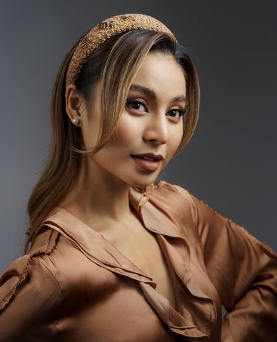  CECI - Băng đô nữ vải lông phối mặt kim loại thời trang 