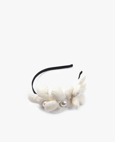  CECI - Băng đô cài tóc nữ bản nhỏ bọc vải phối bông hoa lớn nổi bật 