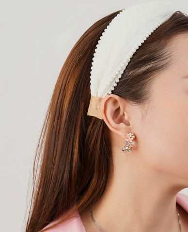  CECI - Băng đô cài tóc nữ bọc vải đính ngọc trai sang trọng 