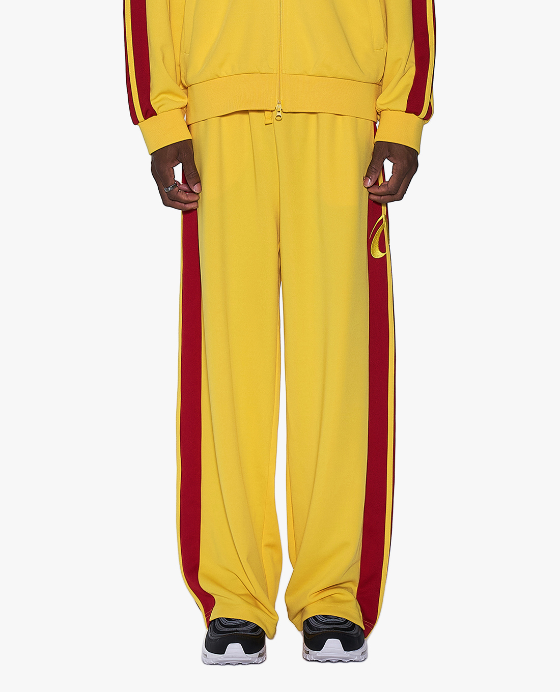 NERDY - Quần dài unisex ống rộng lưng thun Pinwheel Embroidery