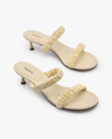  PEDRO - Giày sandals cao gót nữ quai ngang nhún xếp thời trang 