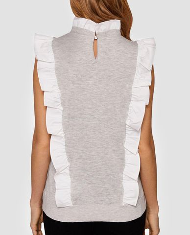  TED BAKER - Áo kiểu nữ sát nách cổ cao phối diềm Gilleey 