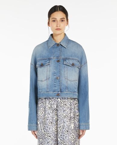  WEEKEND MAX MARA - Áo khoác denim nữ cổ bẻ tay dài Fiumana 