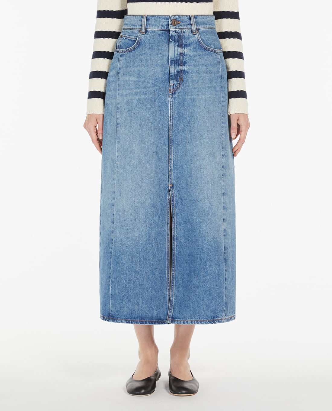 WEEKEND MAX MARA - Chân váy denim midi xẻ tà Gesso