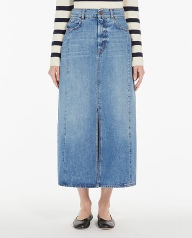  WEEKEND MAX MARA - Chân váy denim midi xẻ tà Gesso 