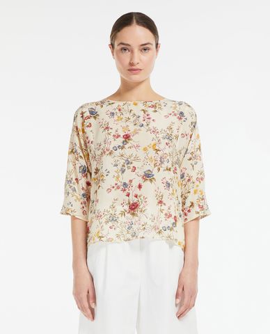  WEEKEND MAX MARA - Áo kiểu cổ tròn tay lỡ hoạ tiết in hoa Pomposa 