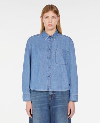  WEEKEND MAX MARA - Áo sơ mi denim cổ bẻ tay dài Clio 