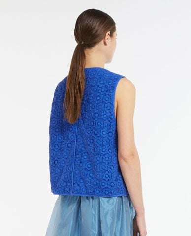  WEEKEND MAX MARA - Áo khoác gilet cổ V hoạ tiết phối dây thắt Lory 