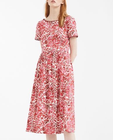 WEEKEND MAX MARA - Đầm midi cổ tròn tay ngắn phối hoa văn thời trang 