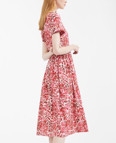  WEEKEND MAX MARA - Đầm midi cổ tròn tay ngắn phối hoa văn thời trang 