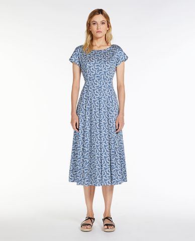  WEEKEND MAX MARA - Đầm xếp li midi tay ngắn cổ tròn Viaggio 