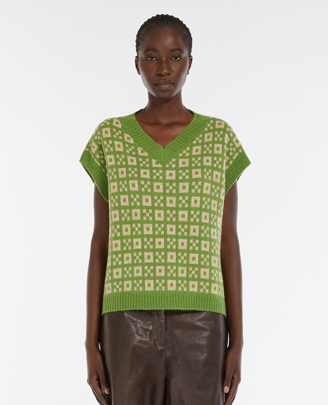 WEEKEND MAX MARA - Áo khoác gilet nữ dệt kim cổ V Valvola