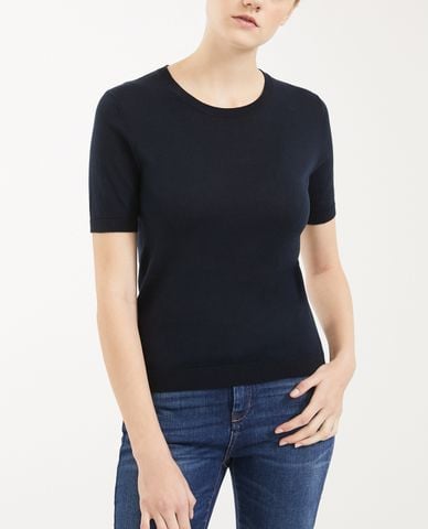  WEEKEND MAX MARA - Áo sweater nữ cổ tròn tay ngắn trẻ trung 