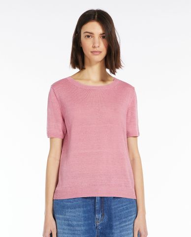  WEEKEND MAX MARA - Áo dệt kim nữ cổ tròn tay ngắn Pancone 