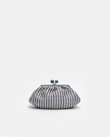  WEEKEND MAX MARA - Clutch nữ khóa tròn Striped Faffia Pasticcino 