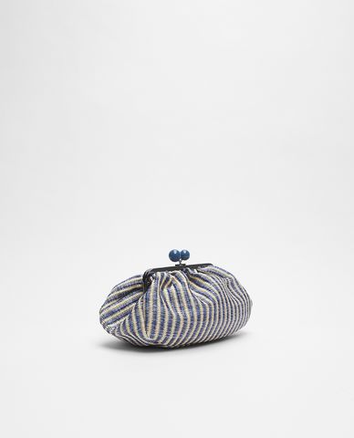  WEEKEND MAX MARA - Clutch nữ khóa tròn Striped Faffia Pasticcino 