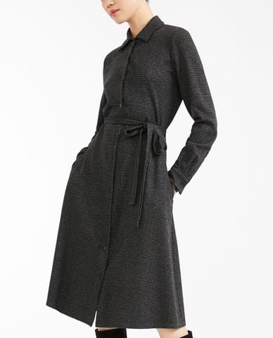  WEEKEND MAX MARA - Đầm midi cổ bẻ tay dài phối túi thời trang 