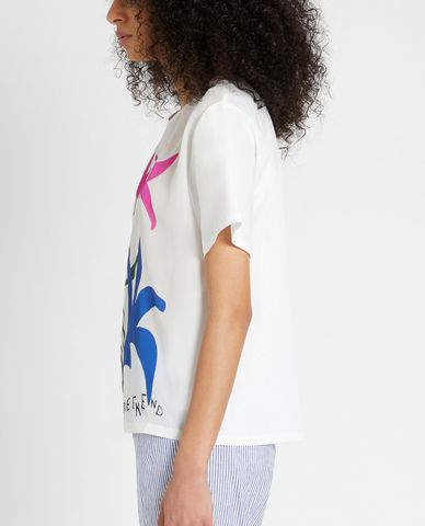  WEEKEND MAX MARA - Áo thun nữ cổ tròn tay ngắn Silk Crepe De Chine 