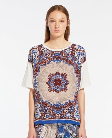  WEEKEND MAX MARA - Áo thun cổ tròn tay lỡ phối hoạ tiết Malaga 