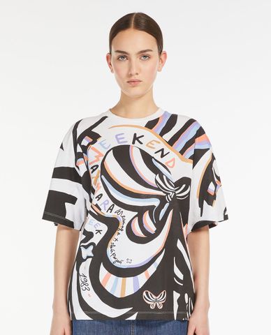  WEEKEND MAX MARA - Áo thun cổ tròn tay ngắn phối hoạ tiết Viterbo 