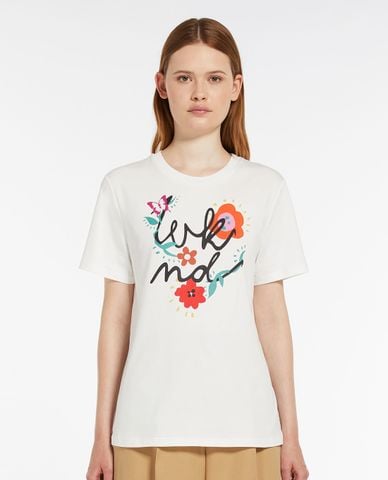  WEEKEND MAX MARA - Áo thun cổ tròn tay ngắn phối hình vẽ nổi bật Nervi 