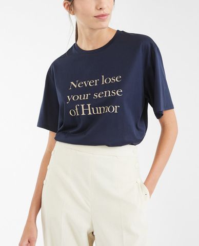  WEEKEND MAX MARA - Áo thun nữ phom suông tay ngắn hiện đại 