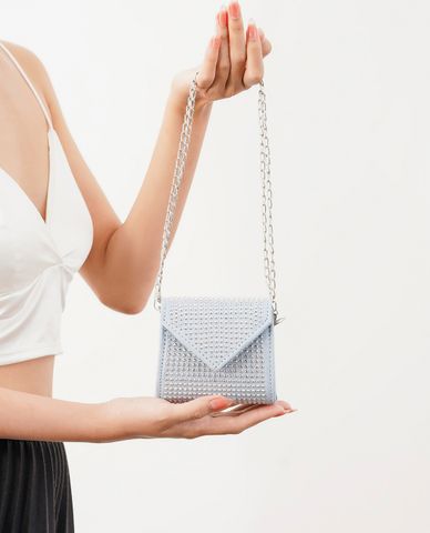  CECI - Túi đeo chéo nữ phom vuông nhỏ đính đá lấp lánh 