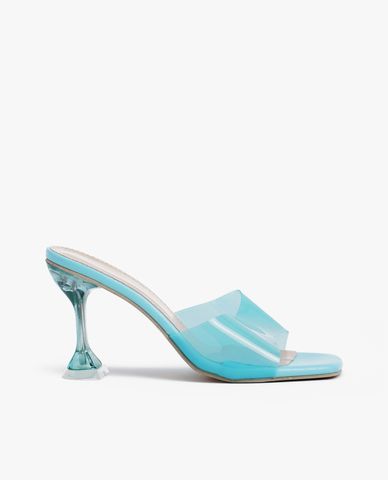  CECI - Giày mules cao gót nữ quai ngang trong suốt thời trang 