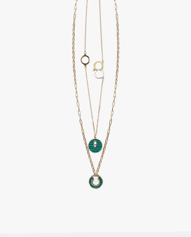  CECI - Vòng cổ nữ 2 tầng mặt tròn thời trang 