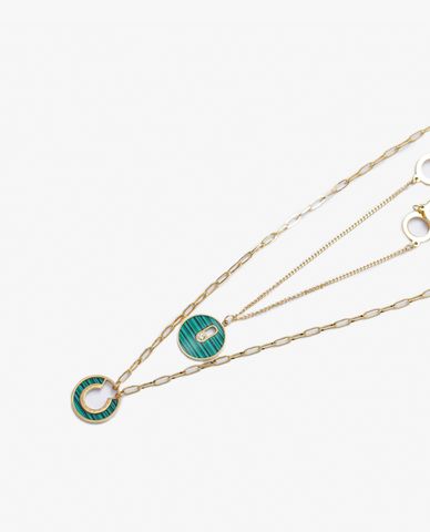  CECI - Vòng cổ nữ 2 tầng mặt tròn thời trang 