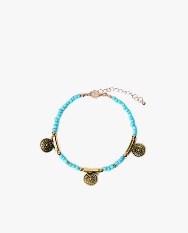  CECI - Lắc chân nữ chuỗi hạt phối charm kim loại nổi bật 