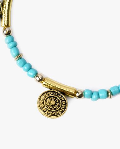  CECI - Lắc chân nữ chuỗi hạt phối charm kim loại nổi bật 