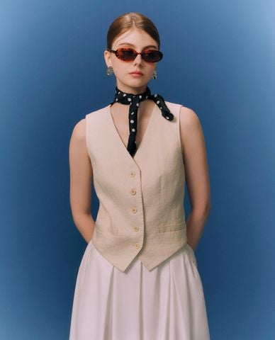  GIGI - Áo khoác gilet cổ V sát nách trẻ trung 