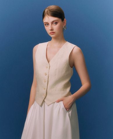  GIGI - Áo khoác gilet cổ V sát nách trẻ trung 