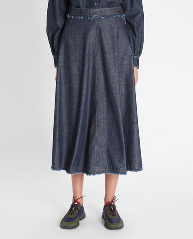  WEEKEND MAX MARA - Chân váy midi phom xòe hiện đại Cotton Denim 