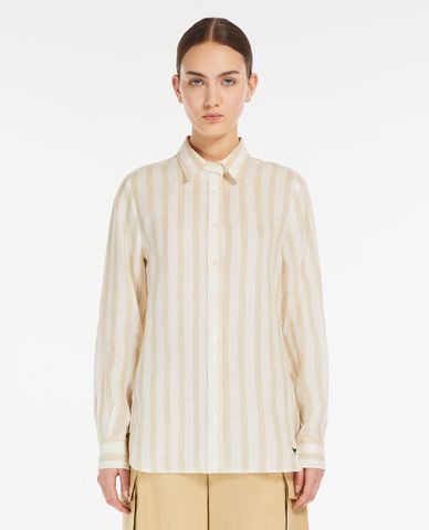  WEEKEND MAX MARA - Áo sơ mi cổ bẻ tay dài phối sọc dọc Lari 