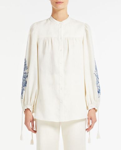  WEEKEND MAX MARA - Áo sơ mi nữ tay phồng Linen Canvas 