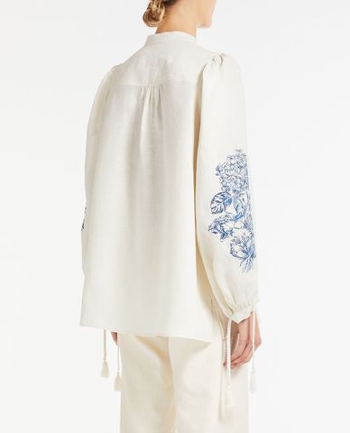  WEEKEND MAX MARA - Áo sơ mi nữ tay phồng Linen Canvas 