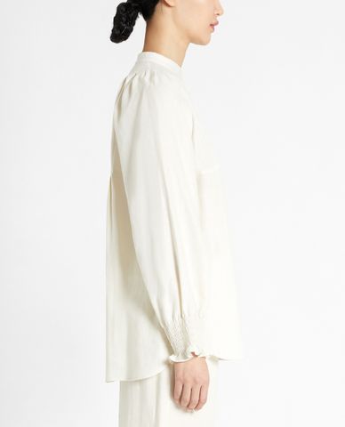  WEEKEND MAX MARA - Áo sơ mi nữ cổ trụ tay dài phom suông Linen 