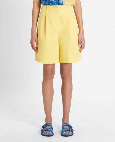  WEEKEND MAX MARA - Quần short nữ ngang gối lưng cao Cotton And Linen Twill 