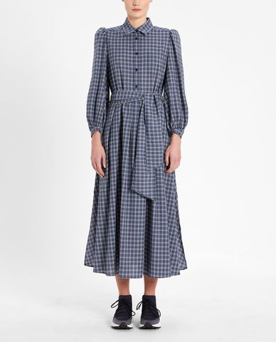  WEEKEND MAX MARA - Đầm midi cổ bẻ tay dài kẻ caro thời trang Bronzo 