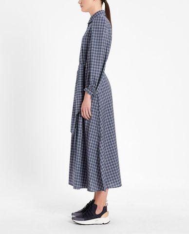  WEEKEND MAX MARA - Đầm midi cổ bẻ tay dài kẻ caro thời trang Bronzo 